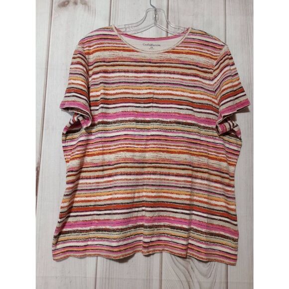 Croft & Barrow Striped T-Shirt Top Crew‎ Neck Short Sleeve Casual - Picture 1 of 6